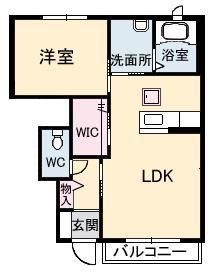 グランデ一ジA(1LDK/1階)の間取り写真