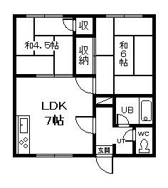 ロワール曙(2LDK/1階)の間取り写真