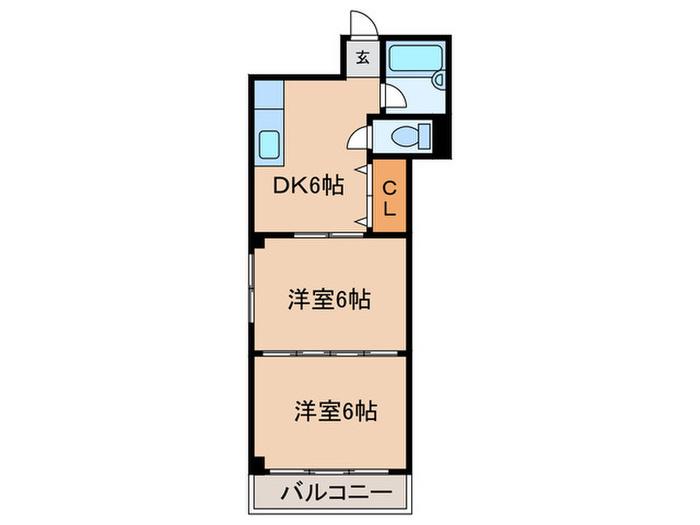 ハイツ・ヒロ(2DK/2階)の間取り写真