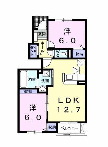 サンキャッスルS・VI(2LDK/1階)の間取り写真