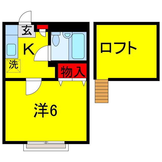 リバーストーンI(1K/2階)の間取り写真