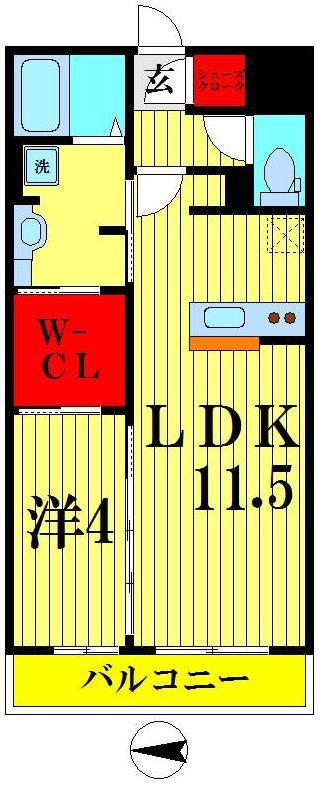 ボナール・中央(1LDK/2階)の間取り写真
