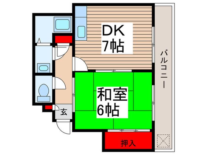 ドゥ・シンボ(1DK/2階)の間取り写真