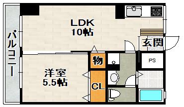 ユースクエアプラス雲雀丘花屋敷(1LDK/3階)の間取り写真