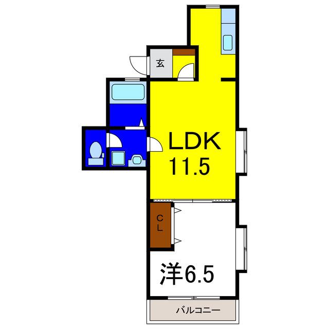 ガーデンヒルズ鳴門(1LDK/2階)の間取り写真