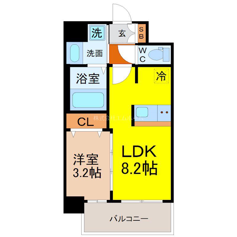メイクス今池02(1LDK/8階)の間取り写真