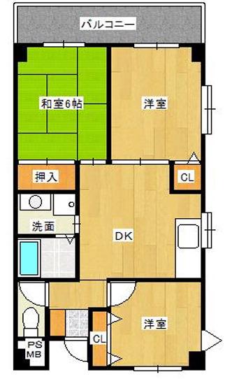 レクシア豊里(3DK/4階)の間取り写真