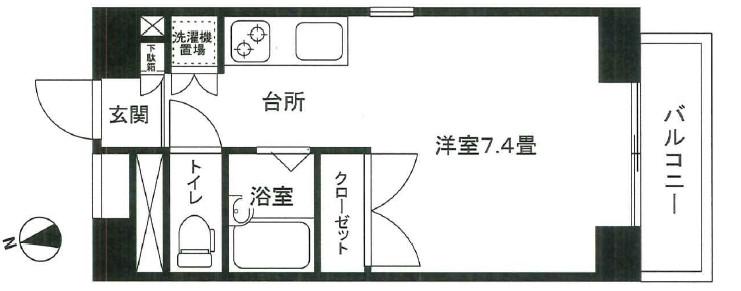 アーバンライフ冬木(ワンルーム/7階)の間取り写真