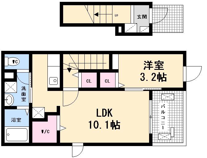 サンライト(1LDK/2階)の間取り写真