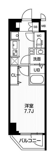 N-STAGE亀戸II(1K/2階)の間取り写真