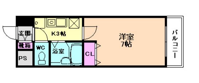HOPECITY天神橋(1K/13階)の間取り写真