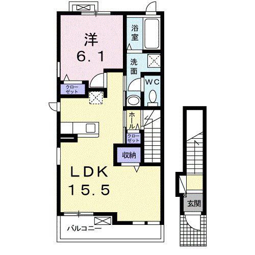 ルタンR(1LDK/2階)の間取り写真