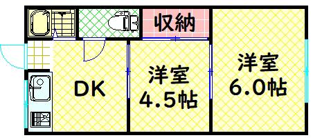 川崎マンション(2DK/2階)の間取り写真