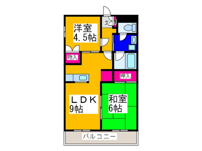 リヴロイヤル(2LDK/2階)の間取り写真