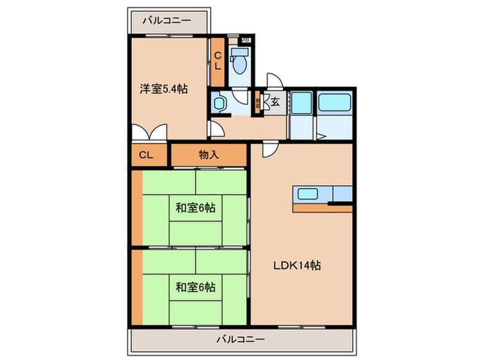 ヒルズアルカディア(3LDK/4階)の間取り写真
