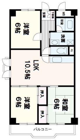 アームズ皆実(3LDK/8階)の間取り写真