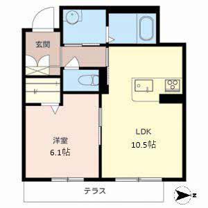 イーストグランテージ(1LDK/1階)の間取り写真