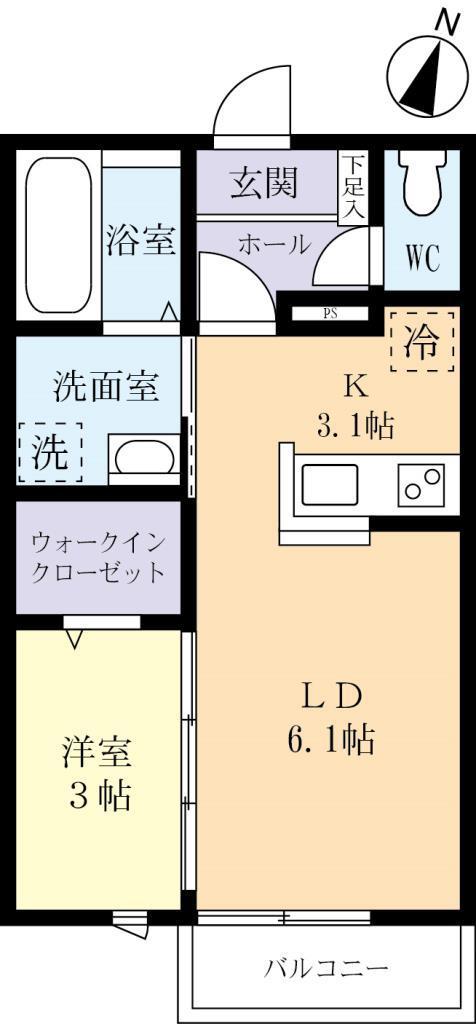 SHつくば(1LDK/2階)の間取り写真