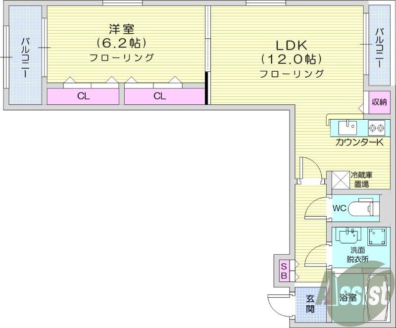 テンピィオプリマ(1LDK/2階)の間取り写真