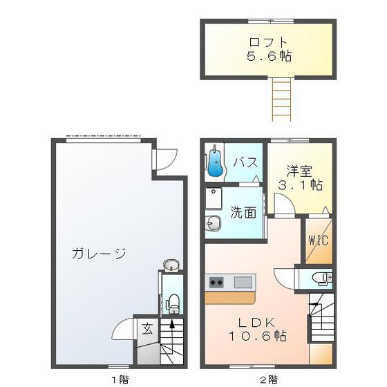 BASE SIIK(1LDK/2階)の間取り写真