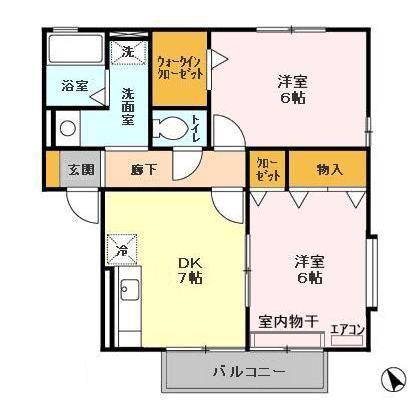 ほほえみABCD(2DK/2階)の間取り写真
