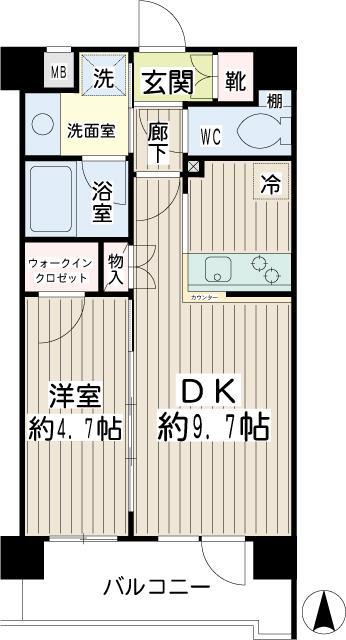 エクセル武蔵小杉(1LDK/3階)の間取り写真