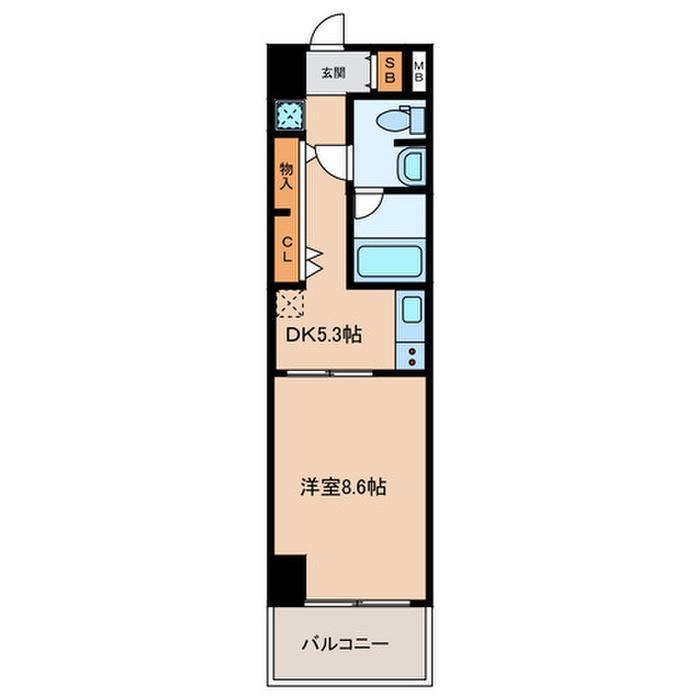 新白島東亜ビル(1DK/9階)の間取り写真