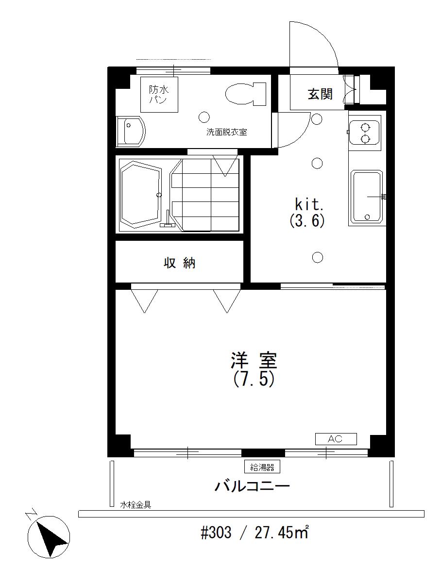上野アパート(1K/3階)の間取り写真