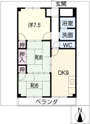 コーポ村下(3DK/1階)の間取り写真