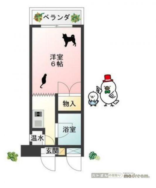 オガワビル(1K/2階)の間取り写真