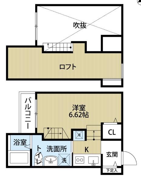 ボルトボヌール(1SK/2階)の間取り写真