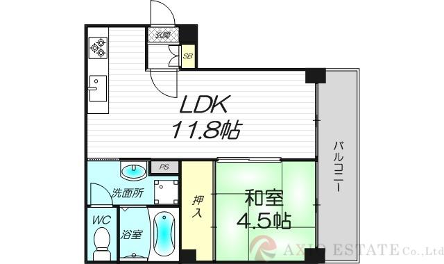 ニューカントリーハイム新高(1LDK/2階)の間取り写真