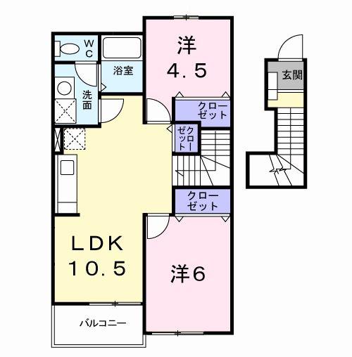 グランノ-バD棟(2LDK/2階)の間取り写真