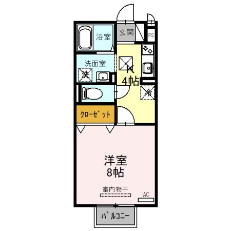 サンローズA棟(1K/1階)の間取り写真