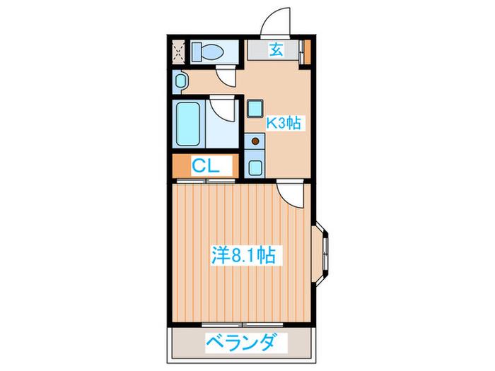 サンパレス若林(1K/3階)の間取り写真
