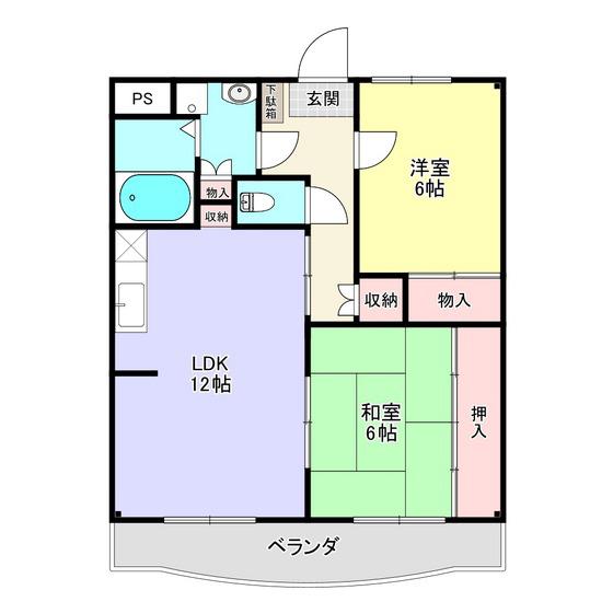 ル・シェル(2LDK/2階)の間取り写真
