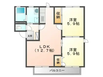 フィールドタウン C(2LDK/2階)の間取り写真