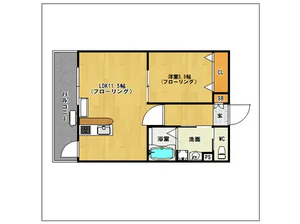 メゾン野の花II(1LDK/3階)の間取り写真