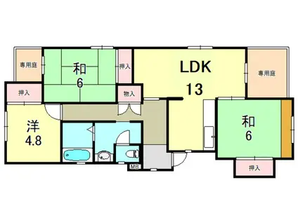 シティハイツ竜が岡(3LDK/1階)の間取り写真