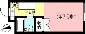 エスポワール(1K/1階)の間取り写真
