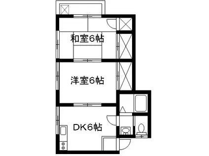 メゾン南酒々井(2DK/2階)の間取り写真