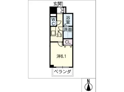 スカイホース(1K/8階)の間取り写真