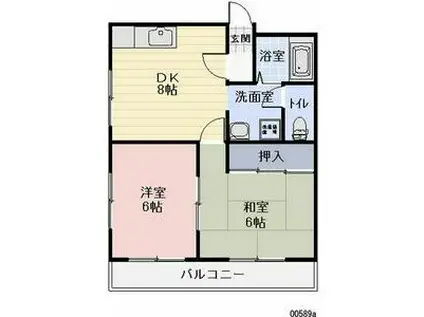 レインボー桜井B棟(2DK/2階)の間取り写真