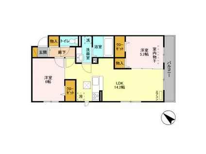 ベルエキップ(2LDK/1階)の間取り写真