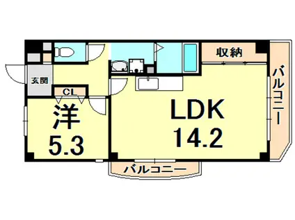 ラフォーレハタⅡ(1LDK/2階)の間取り写真
