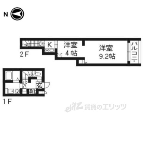 パラディース竹宇(1LDK/2階)の間取り写真
