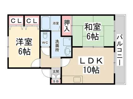 LIBRA東多田(2LDK/2階)の間取り写真