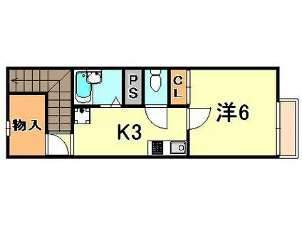 レオネクストハイツ五位ノ池II(1K/2階)の間取り写真