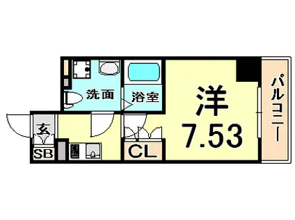 エス・キュート尼崎II(1K/6階)の間取り写真