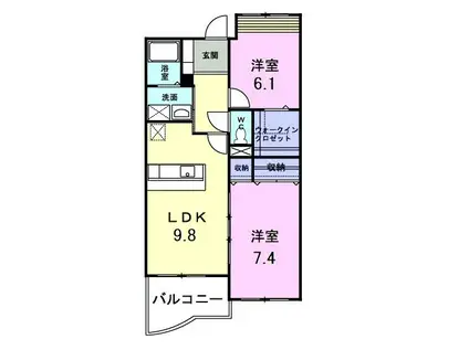 パイン・ヒルズ弐番館(2LDK/3階)の間取り写真